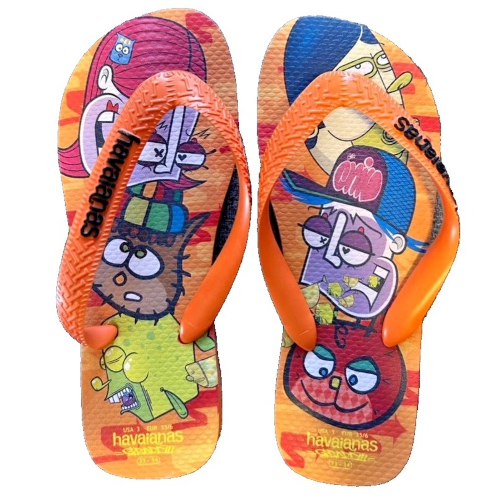 Havaianas Flip Flops Kids Size 3 Sandals Brazilian Graffiti Artist Finok